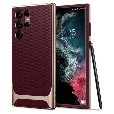 Spigen Neo Hybrid Hülle für Samsung Galaxy S22 Ultra Burgund