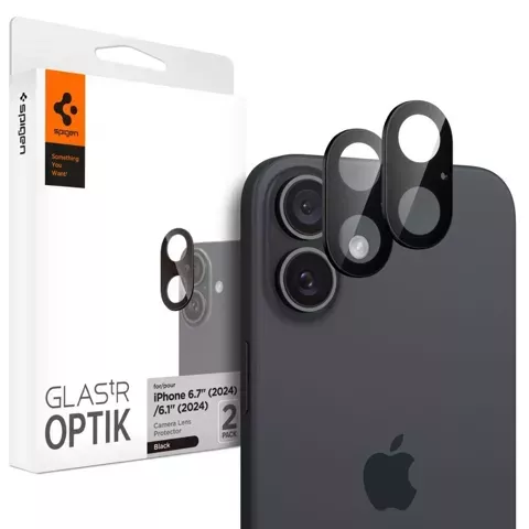 Spigen Optik Pro Glas.TR Kameraschutz 2er-Pack für iPhone 16 / 16 Plus Schwarz