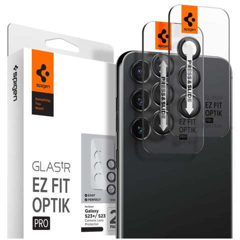 Spigen Optik.tr "ez fit" Kameraschutz 2er-Pack für Galaxy S23 / S23 Plus schwarz