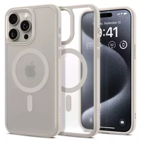 Spigen Ultra Hybrid Mag Mag Safe Hülle für Apple iPhone 15 Pro Frost Natural Titanium