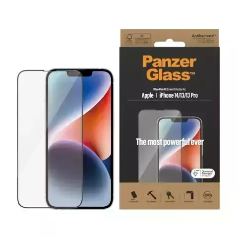 Szkło PanzerGlass Ultra-Wide Fit für iPhone 14 / 13 Pro / 13 6,1" Bildschirmschutz antibakteriell 2771