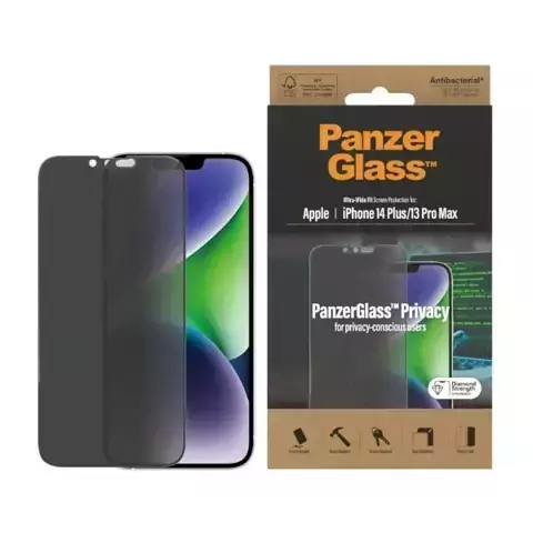 Szkło PanzerGlass Ultra-Wide Fit für iPhone 14 Plus / 13 Pro Max 6,7" Privacy Screen Protection Antibacterial P2773