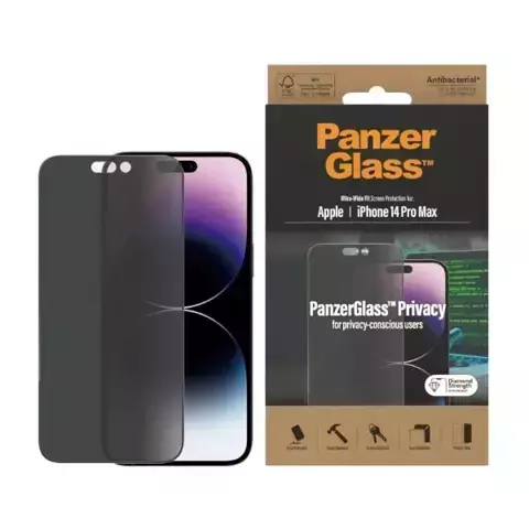 Szkło PanzerGlass Ultra-Wide Fit für iPhone 14 Pro Max 6,7" Privacy Screen Protection Antibacterial P2774