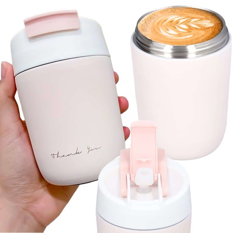 Thermobecher-Thermoskanne mit Ausguss und Strohhalm für Kaffee, Yerba-Mate-Tee, 360 ml, Vakuumflasche Alogy Steel Pink