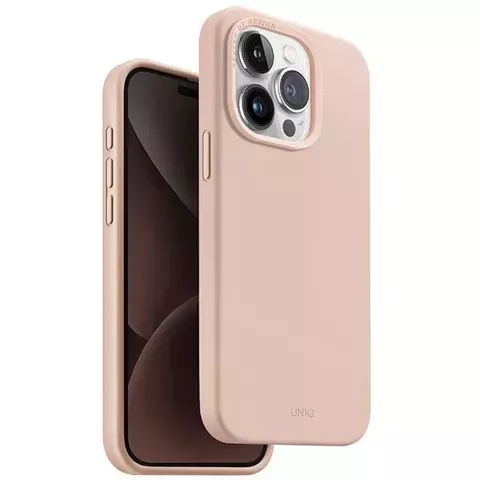 UNIQ Lino Hue Hülle für iPhone 15 Pro 6,1" Magclick Charging Pink/Blush Pink