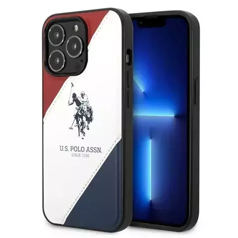 US Polo USHCP14XPSO3 Handyhülle für Apple iPhone 14 Pro Max 6.7" weiß/weiß Tricolor geprägt