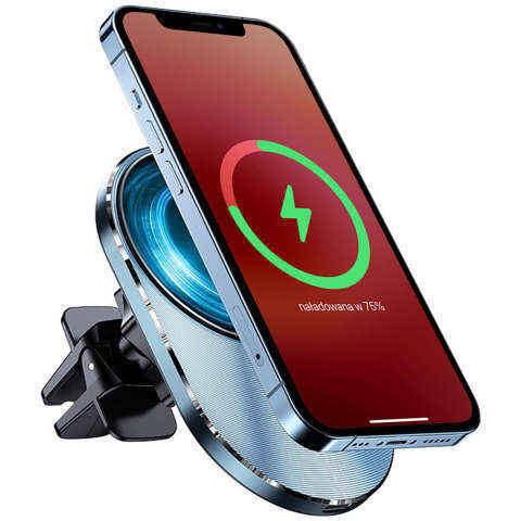 USAMS Magnetic Car Wireless Charging 15W Induktions-Autotelefonhalter für die Lüftungsöffnung. CD170DZ01 (US-CD170) grau/grau