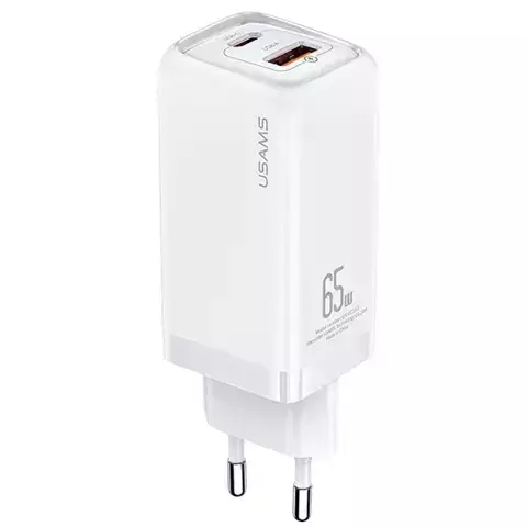 USAMS Wandladegerät 1xUSB-C 1xUSB T47 65W PD Fast Charging Super Si weiß/weiß CC153TC02 (US-CC153)