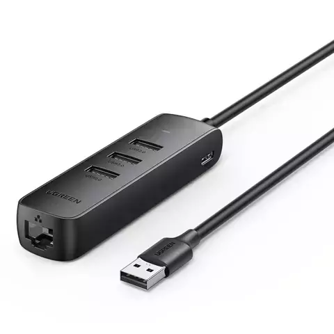 Ugreen Adapter USB - Ethernet RJ45 / 3 x USB schwarz (CM416)