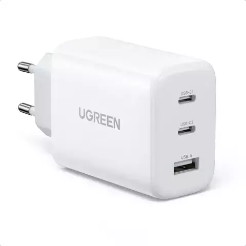 Ugreen Schnellladegerät 2x USB Type C / USB 65W PD3.0, QC3.0/4.0 weiß (CD275)