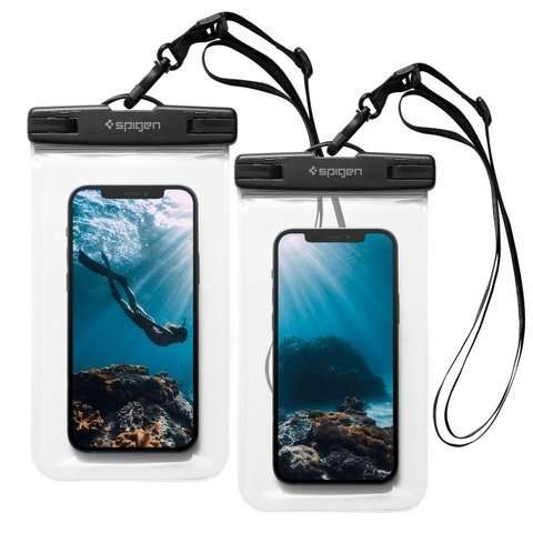 Universelle wasserdichte Hülle x2 für das Telefon 6.8 Spigen A601 IPX8 Schwarz