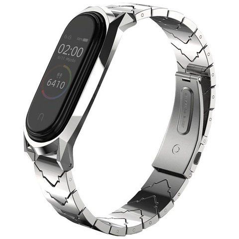 V-Style GT Band Mijobs Armband für Xiaomi Mi Band 3/4 Silber