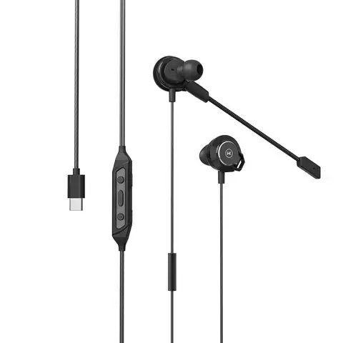 WK Design In-Ear Gaming Voice Changer Kopfhörer (Soundeffekte) USB Type C Mikrofon Fernbedienung Schwarz (Y28 Black)