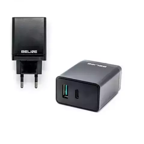 Wandladegerät Beline 1xUSB und 1xUSB-C 5A 18W schwarz/schwarz (nur Kopf)