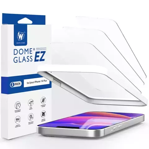 WhiteStone EZ Glass 3er-Pack Panzerglas für Apple iPhone 14 Plus