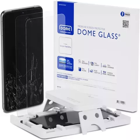 Whitestone Dome Glass 2er-Pack gehärtetes Glas für Google Pixel 8 Pro Clear