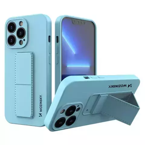 Wozinsky Kickstand Case Silikonhülle mit Ständer für iPhone 13 Pro hellblau