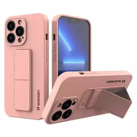 Wozinsky Kickstand Case iPhone 13 Pro rosa Silikonhülle mit Ständer