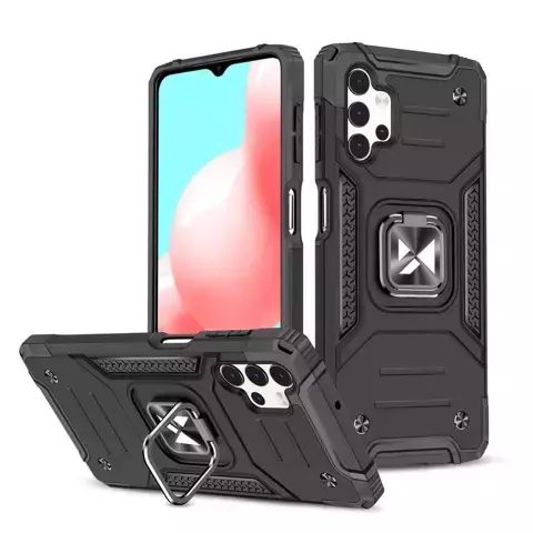 Wozinsky Ring Armor Tough Hybrid Case Magnetic Cover Halter für Samsung Galaxy A73 schwarz