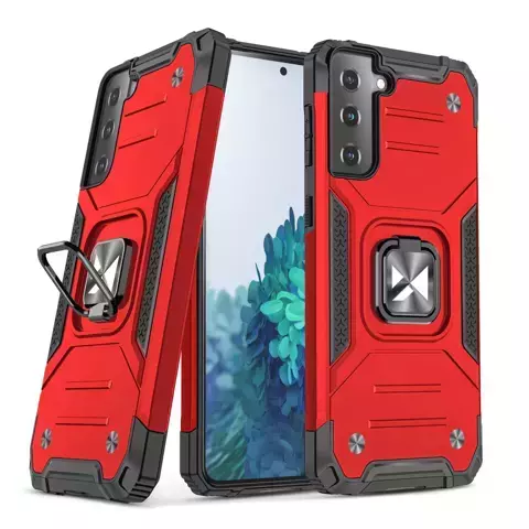 Wozinsky Ring Armor Tough Hybrid Case Magnetic Cover Halter für Samsung Galaxy S22 rot