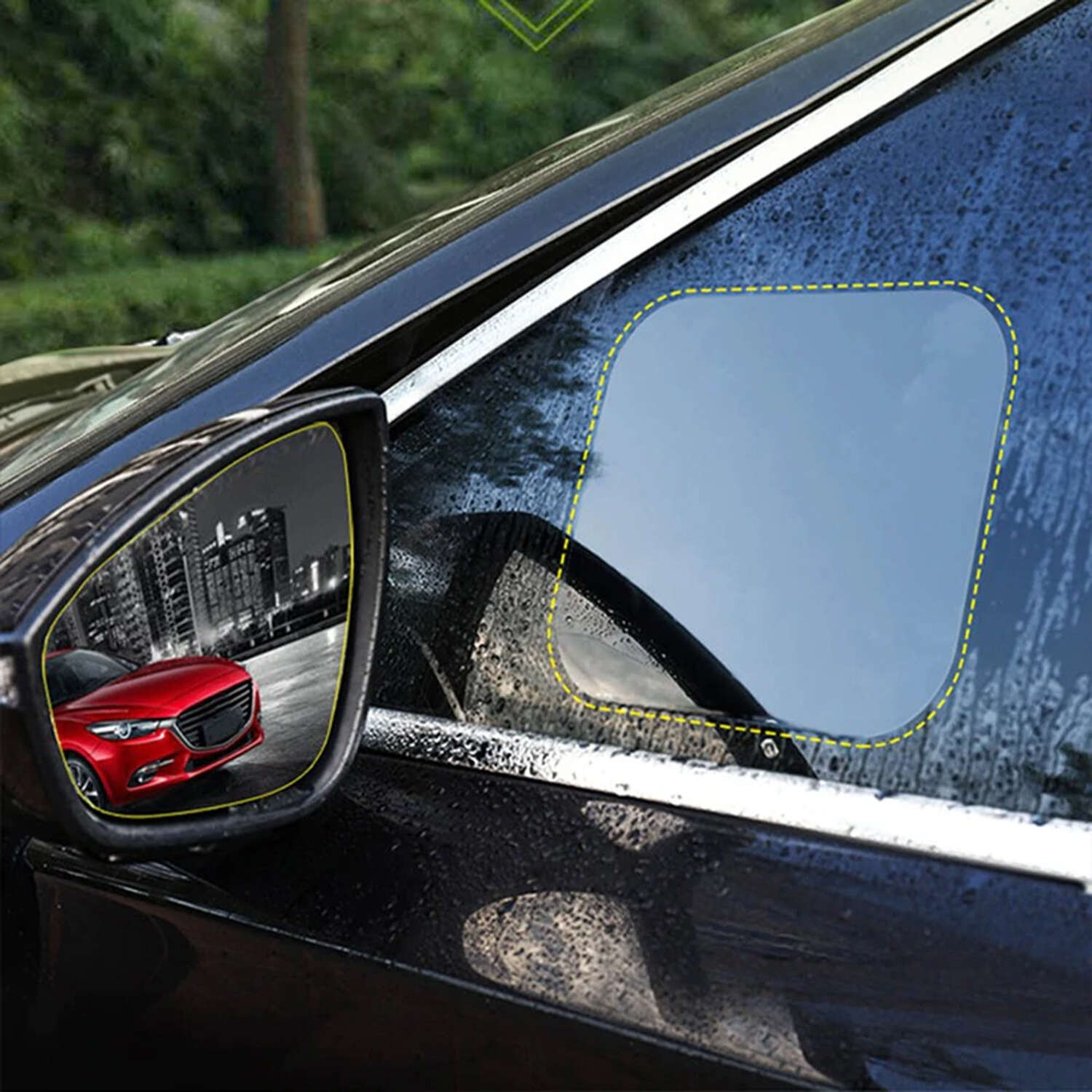 2 x hydrophobe Nano-Folie, Fensteraufkleber, Spiegel, Regen, wasserdicht,  für Auto, Auto, Badezimmer, 15 x 20 cm, 2 x Nano-Spiegelfolie 