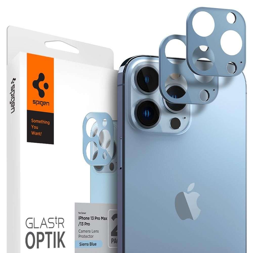 2x Kamera Glas Objektivabdeckung Spigen Optik.TR Kameraschutz für iPhone 13  Pro / 13 Pro Max Sierra Blue 