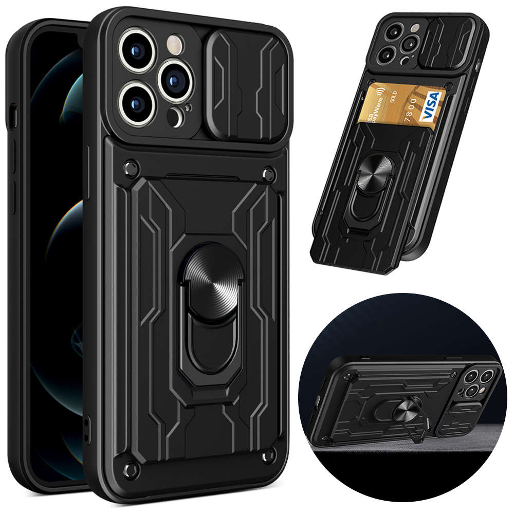 Alogy Camshield Stand Ring Wallet Case mit Kameraschutz und Kartenfach für  Apple iPhone 14 Pro Max Black Glass 