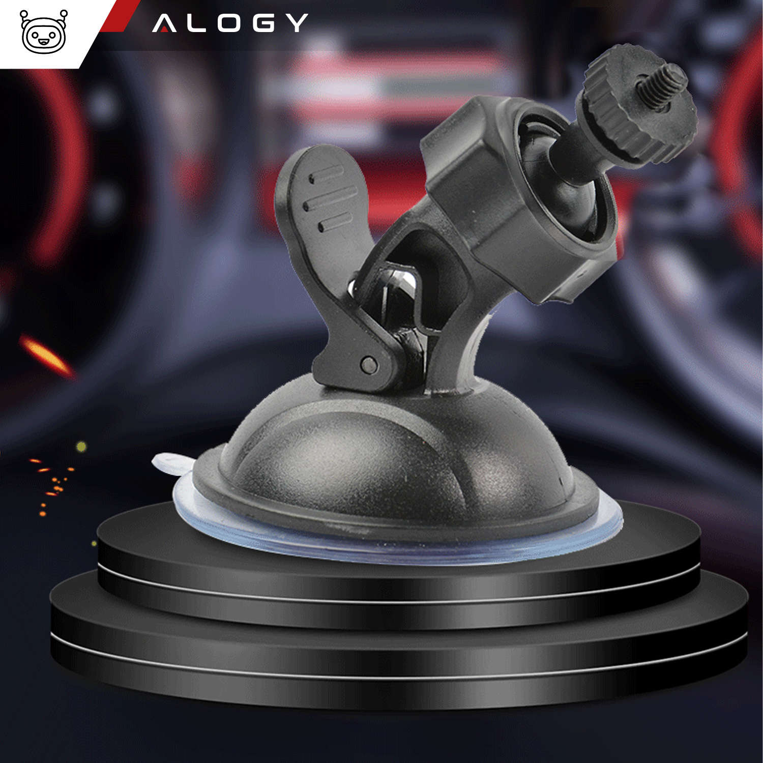 Alogy Car Universal-Autohalterung mit 1/4-Halterung für GoPro-Sportkameras  an der Windschutzscheibe, Cockpit Schwarz 