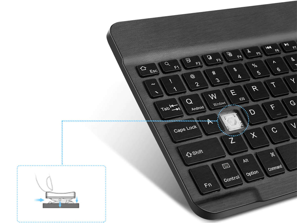 Mini Bluetooth-Tastatur mit Maus-Stick (PC, Android,..) [10m Reichweite]