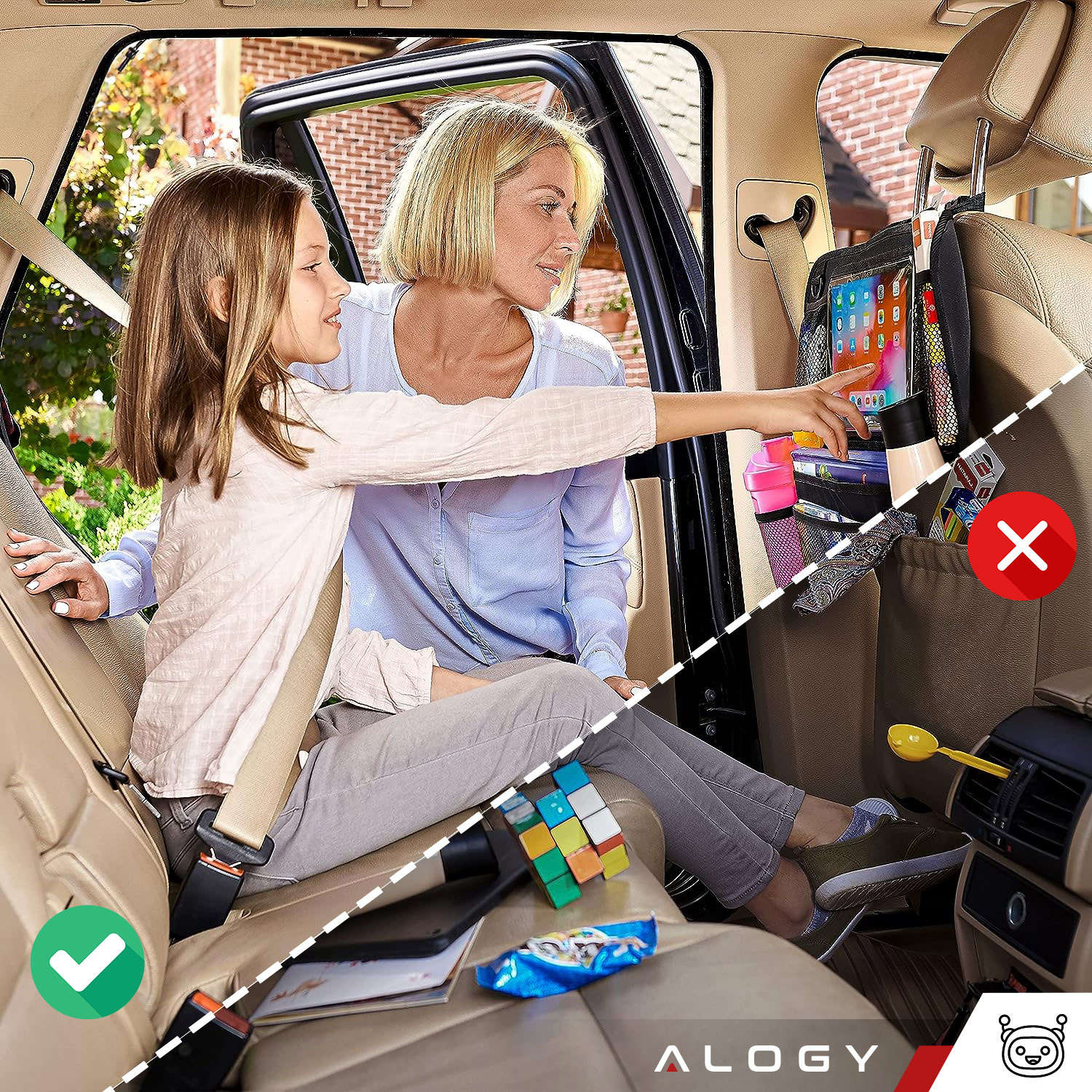 Auto-Organizer für Auto, Rückenlehne, Autositz, Alogy-Schutz für