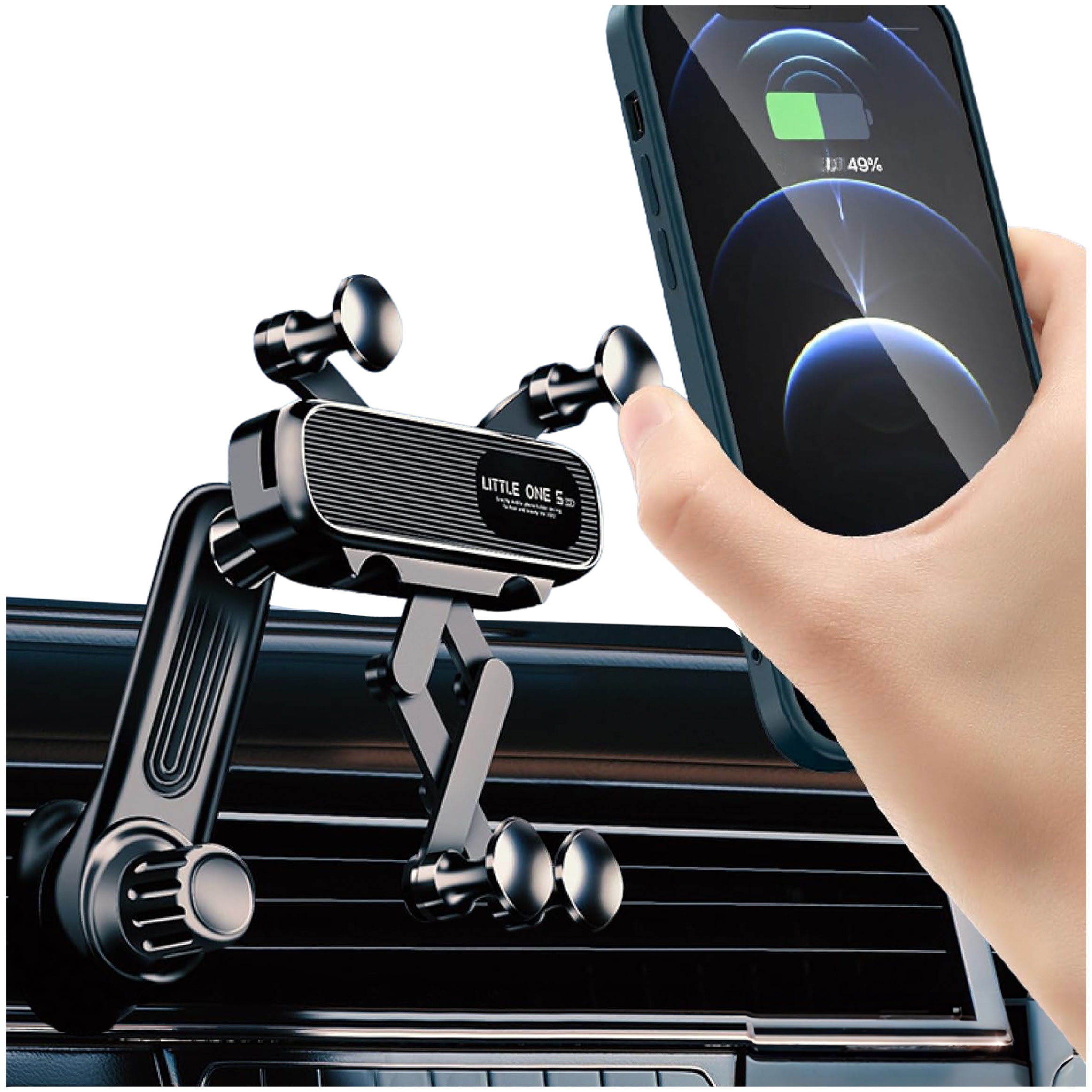 Alogy 2-in-1-Autohalterung für 6,5-Zoll-Telefon, gravitativ für  Windschutzscheibe, Armaturenbrett, Kühlergrill, Easy One Touch Organizer 