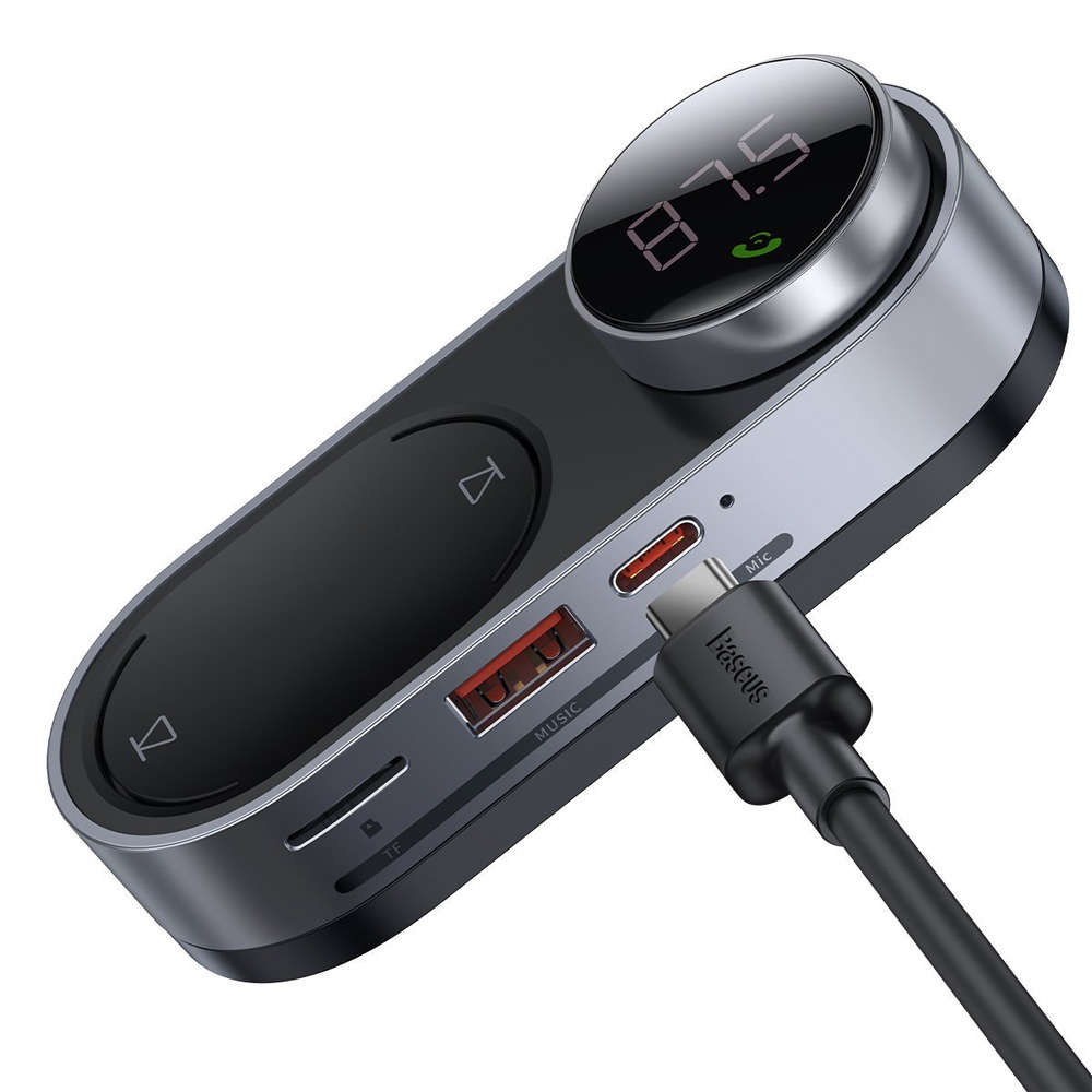 Baseus Solar FM Transmitter Bluetooth 5.0 MP3 TF AUX HD