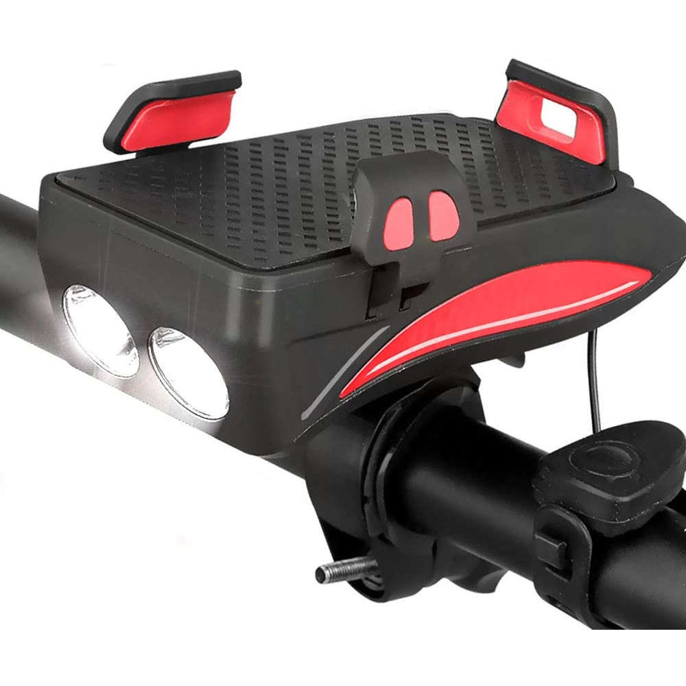 Fahrradlampe LED T6 4in1 Fahrrad Handyhalterung Powerbank Hupe schwarz