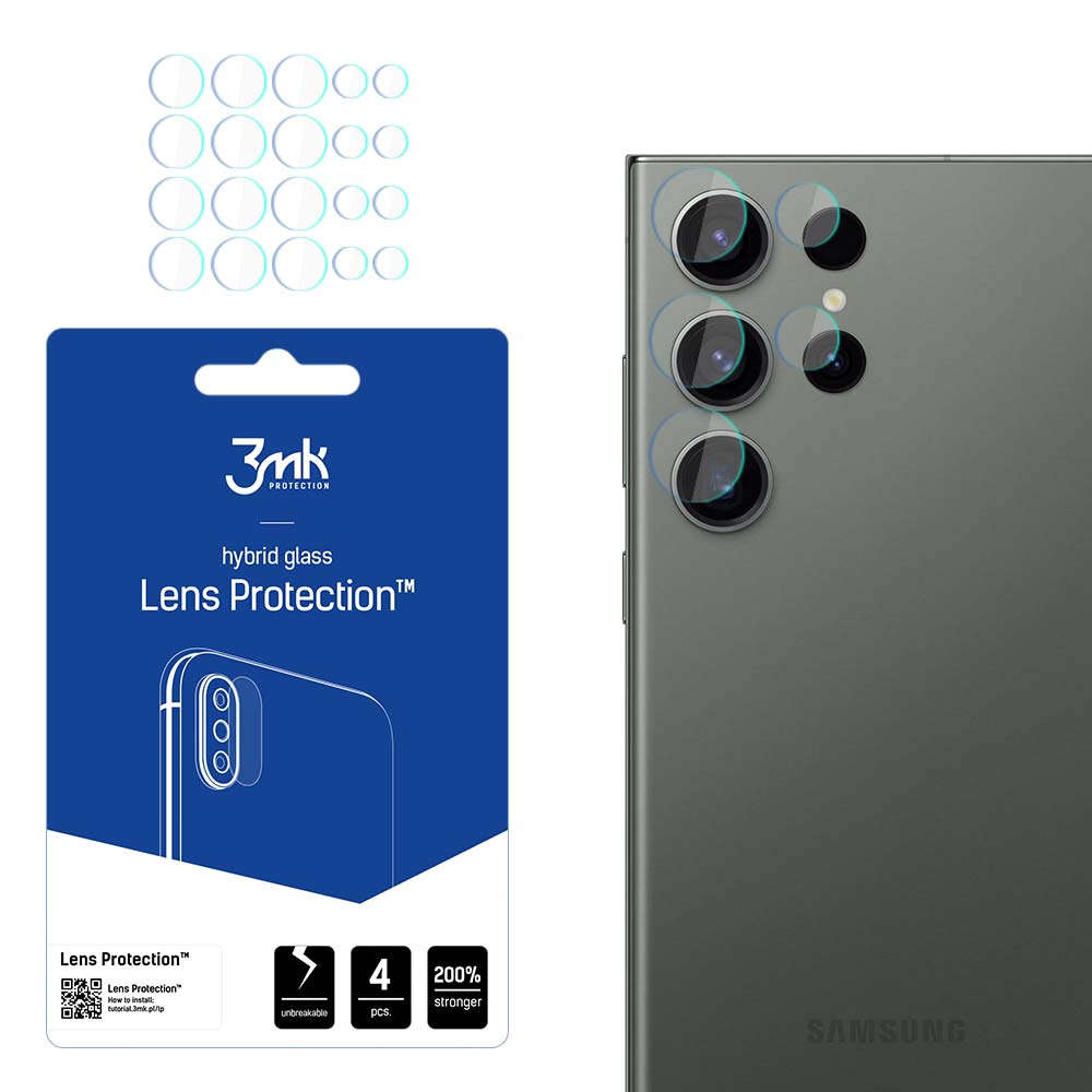 Glass Camera Protector x4 3mk Objektivschutz für Samsung Galaxy S23 Ultra 