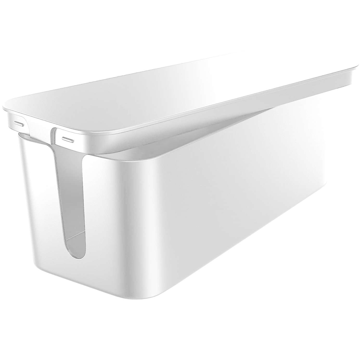 Kabel-Organizer, Schreibtisch-Bodenbehälter für Kabel, Lamellen, Alogy Box  M, 31 cm, Weiß 
