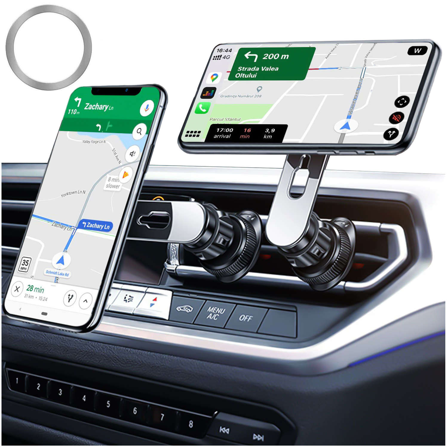 MagSafe Autohalterung für iPhone 14 13 12 für den Kühlergrill Alogy Airvent  Autohalterung Schwarz 