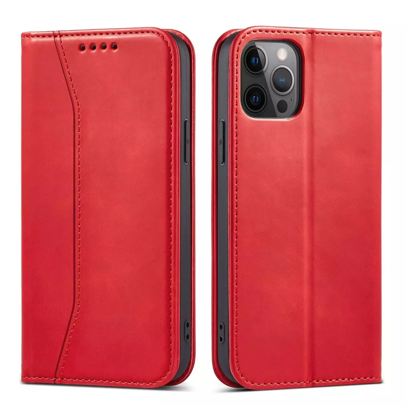 Magnet Fancy Case Hülle für iPhone 12 Pro Tasche Kartenetui Kartenständer  Rot 