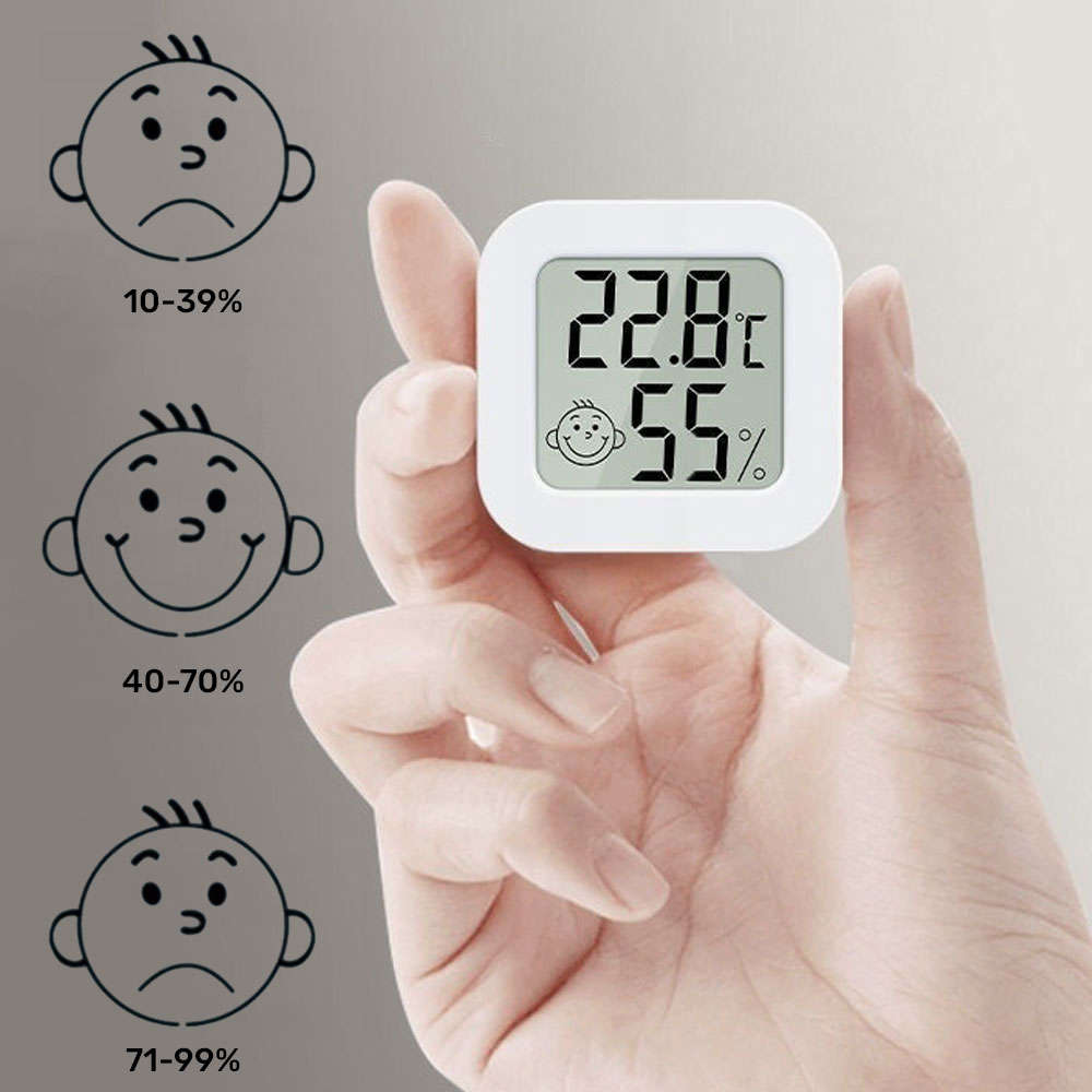 Wetterstation Mini Alogy Smiley Wetterhygrometer LCD Digitalthermometer  Temperatur- und Luftfeuchtigkeitssensor weiß 