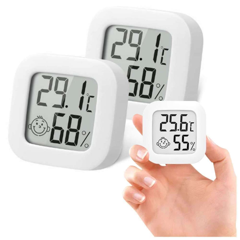 Wetterstation x2 Set Mini Wetter Hygrometer Alogy Smiley LCD Digital  Thermometer Temperatur- und Luftfeuchtigkeitssensor Weiß 