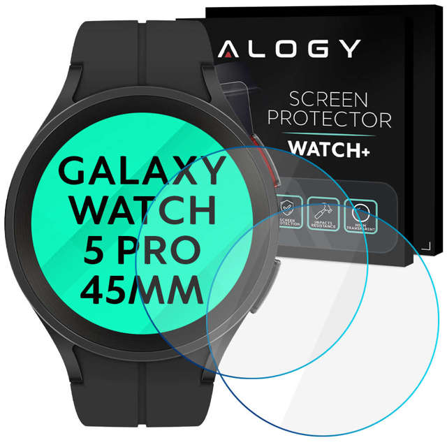 2x Alogy Displayschutzfolie aus gehärtetem Glas für Samsung Galaxy Watch 5 Pro 45mm