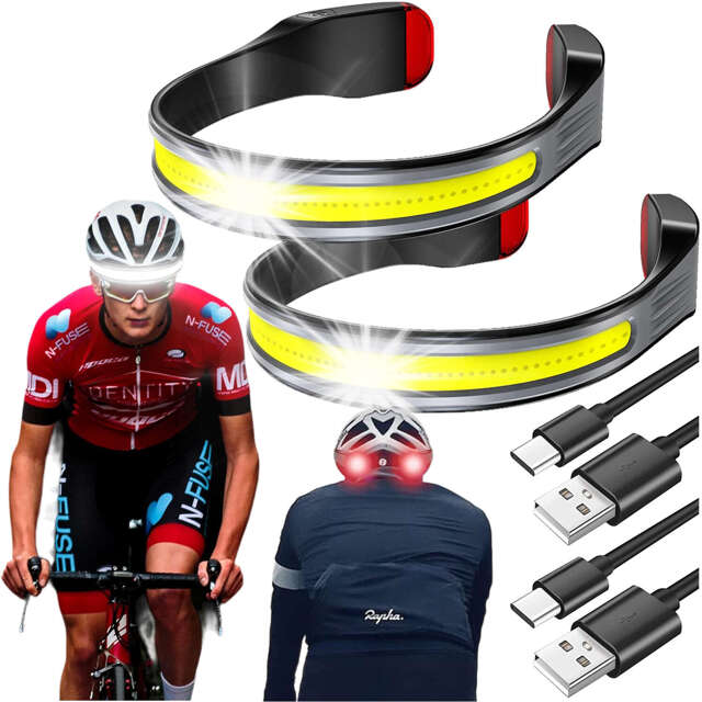 2x COB-LED-Stirnlampe zum Laufen auf dem Fahrrad, leistungsstark, wiederaufladbar, USB Typ C, Alogy-Stirnlampe, IPX4, schwarz