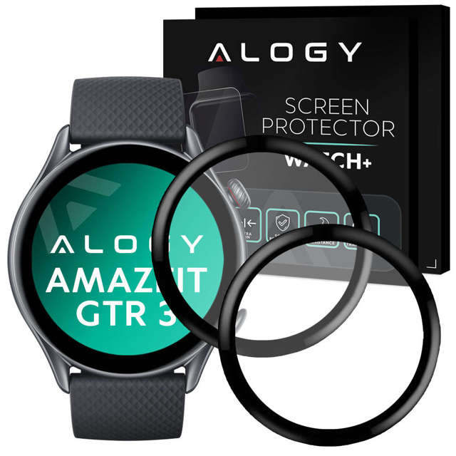 2x Flexibles 3D-Alogieglas für Xiaomi Amazfit GTR 3 Schwarz