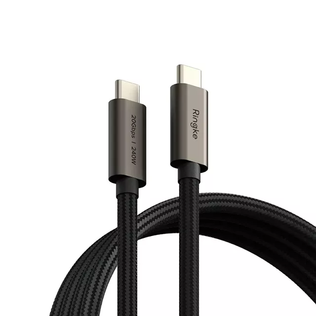 2x Kabel USB-C Typ C Ringke USB 3.2 Gen Cable PD240W 200cm Schwarz