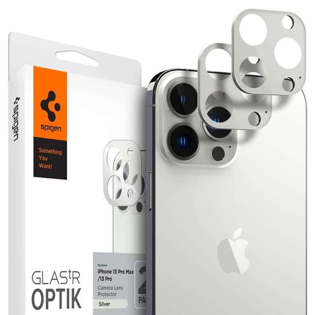 2x Oslona Zubehör Spigen Optik.TR Kameraschutz für Apple iPhone 13 Pro/ 13 Pro Max Silber