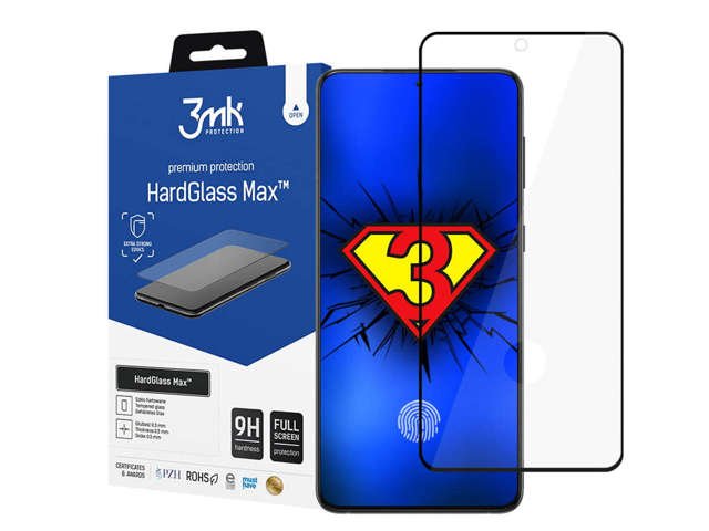 3mk HardGlass Max Fingerabdruckglas für Samsung Galaxy S21 Schwarz