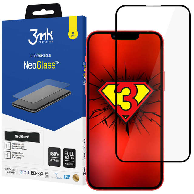 3mk NeoGlass 8H Anti-Crack-Glas für Apple iPhone 13 Pro Max / 14 Plus Schwarz