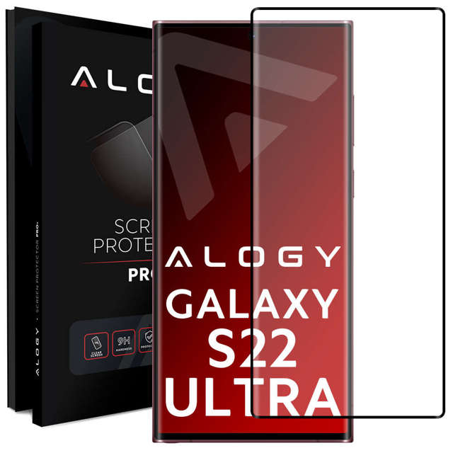 9H Alogy Full Glue gehärtetes Glas für hüllenfreundliches Samsung Galaxy S22 Ultra Black