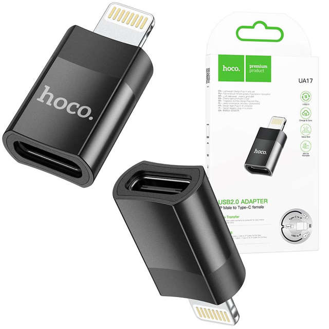 Adapter Hoco UA17 USB-C Typ C - Lightning Black