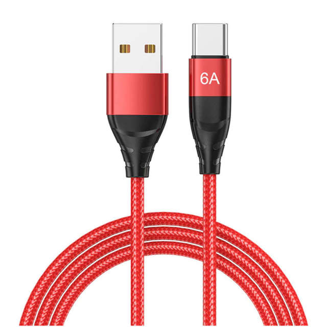 Alogiekabel USB-A auf USB-C Typ C 6A Kabel 1m Rot