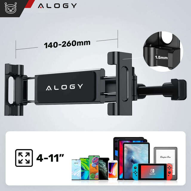 Alogy Autohalterung für Handy/Tablet Kopfstütze Schwarz 
